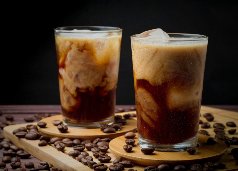 Glass of cold brew coffee served over ice