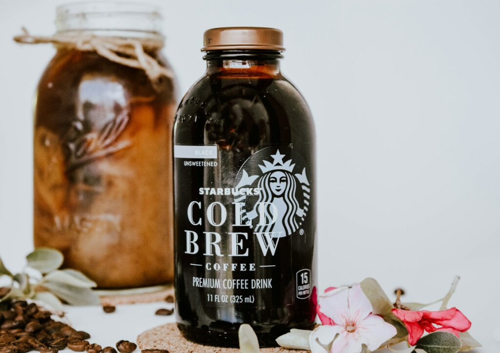 Coffee grounds steeping in cold water for cold brew